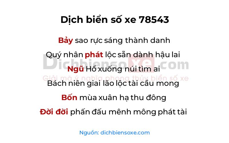 Dịch thơ biển số 78543