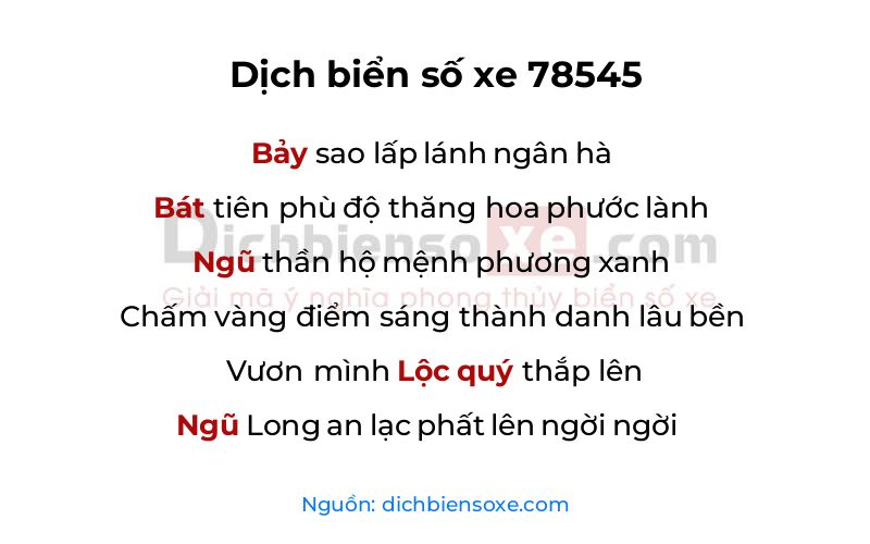 Dịch thơ biển số 78545