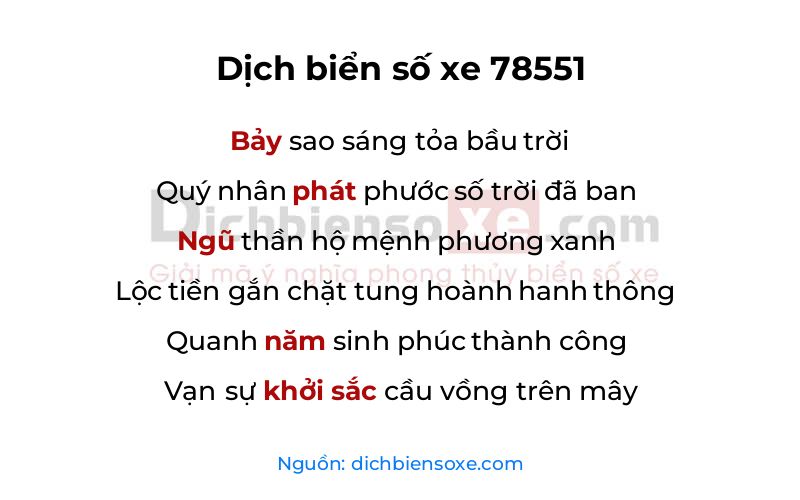 Dịch thơ biển số 78551