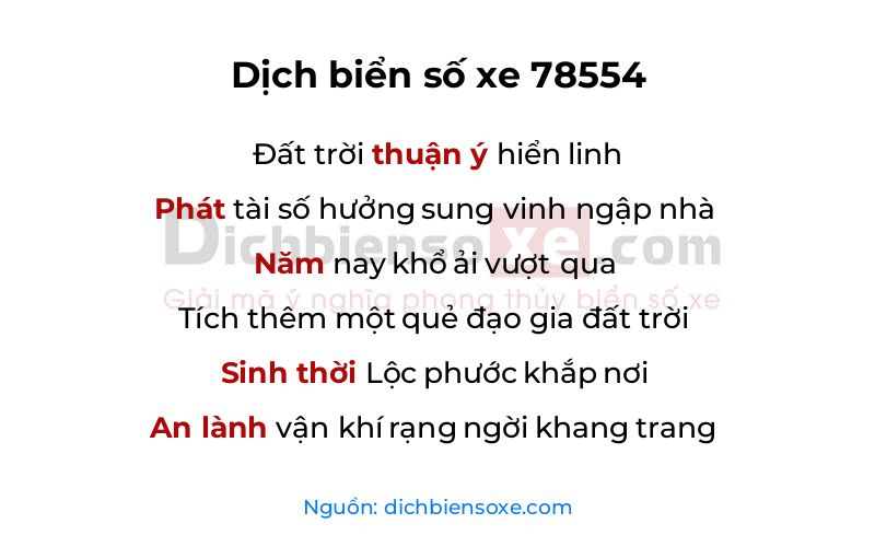 Dịch thơ biển số 78554