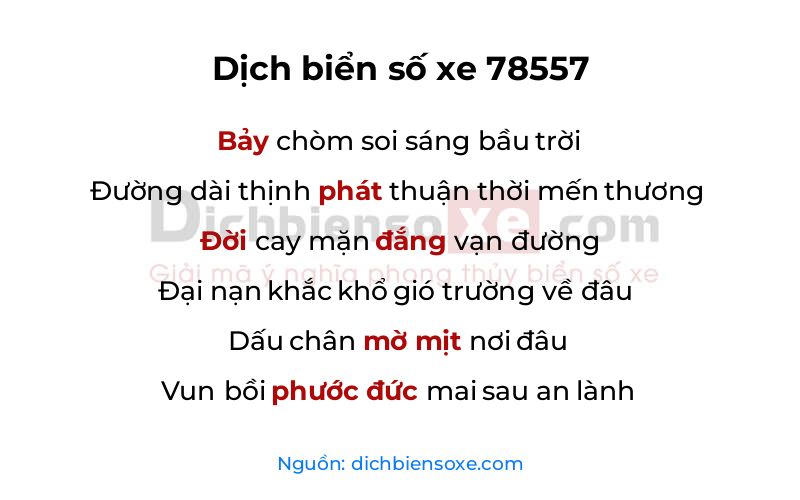 Dịch thơ biển số 78557