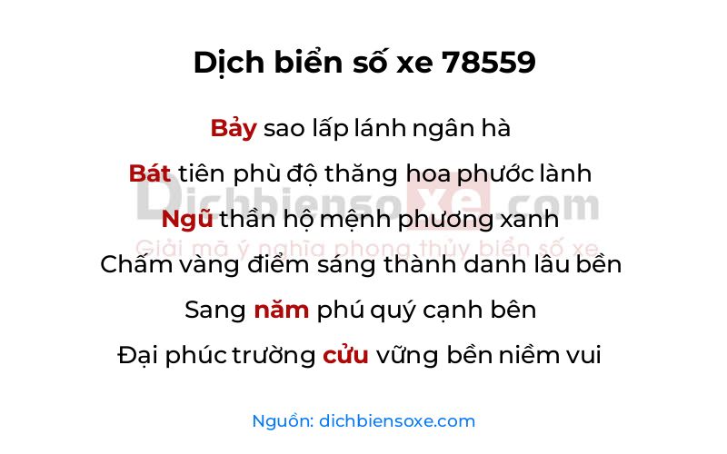 Dịch thơ biển số 78559
