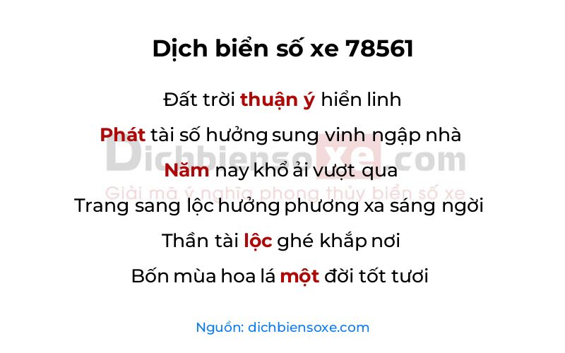 Dịch thơ biển số 78561