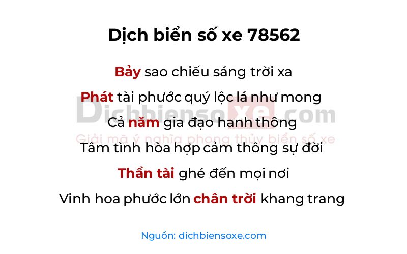 Dịch thơ biển số 78562
