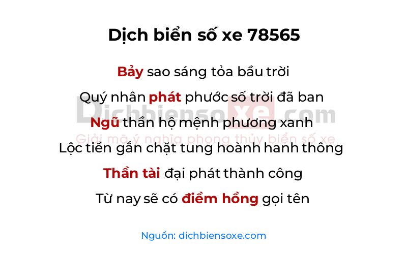 Dịch thơ biển số 78565