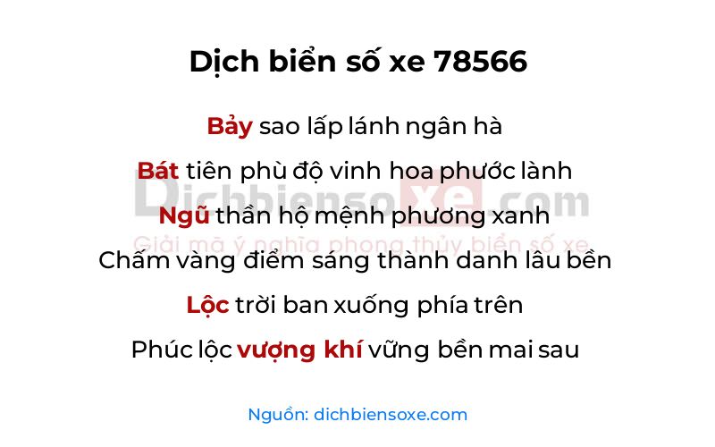 Dịch thơ biển số 78566