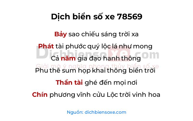 Dịch thơ biển số 78569