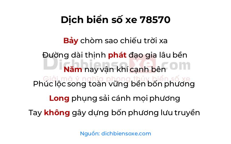 Dịch thơ biển số 78570