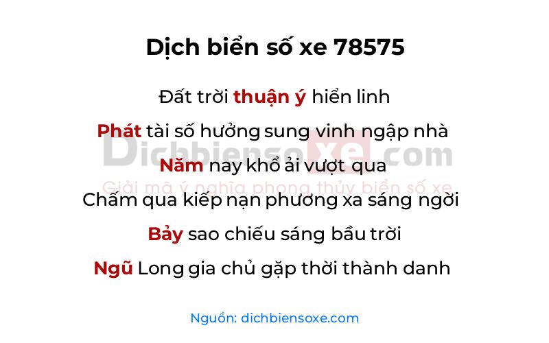 Dịch thơ biển số 78575