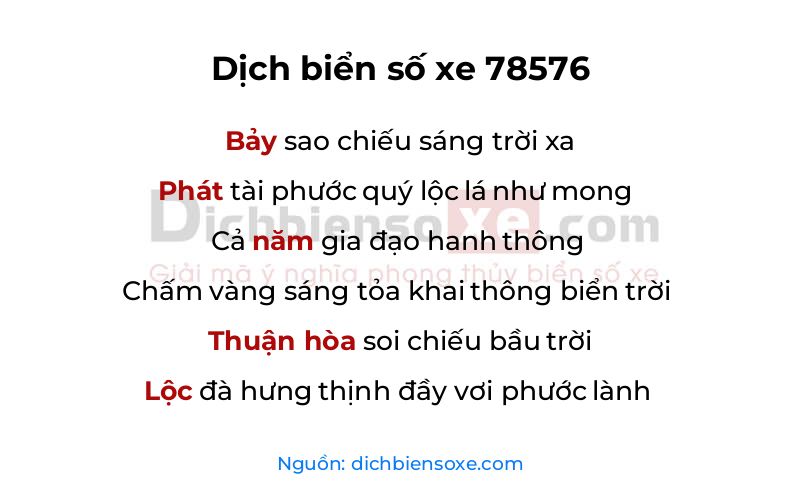 Dịch thơ biển số 78576