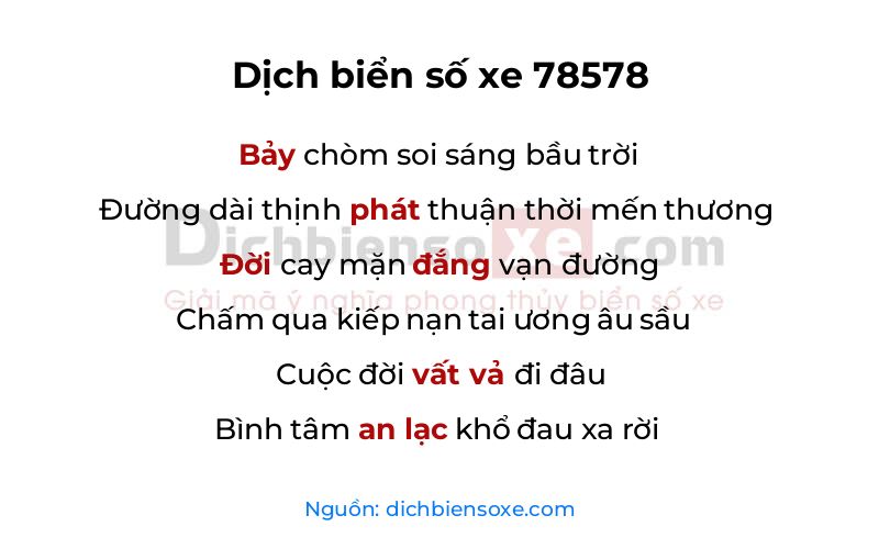 Dịch thơ biển số 78578