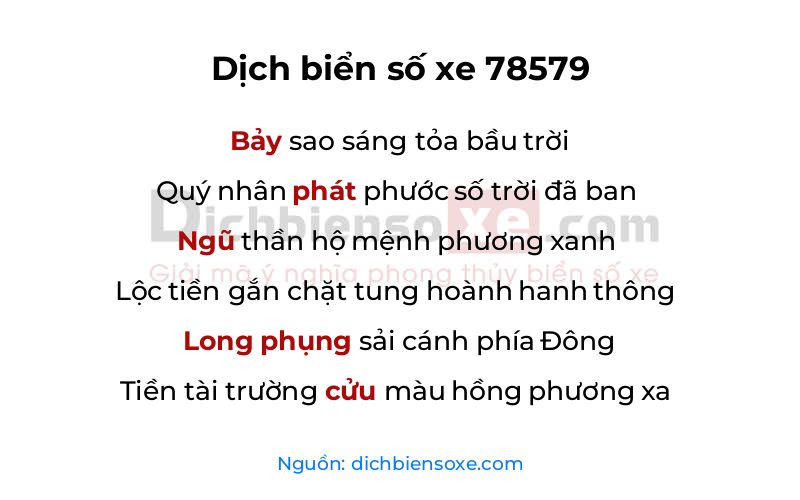 Dịch thơ biển số 78579