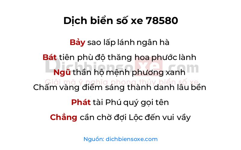 Dịch thơ biển số 78580