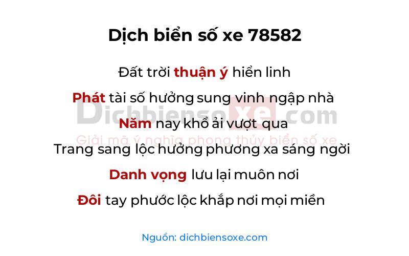 Dịch thơ biển số 78582