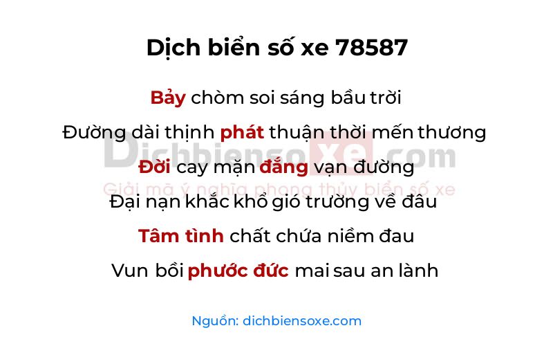 Dịch thơ biển số 78587