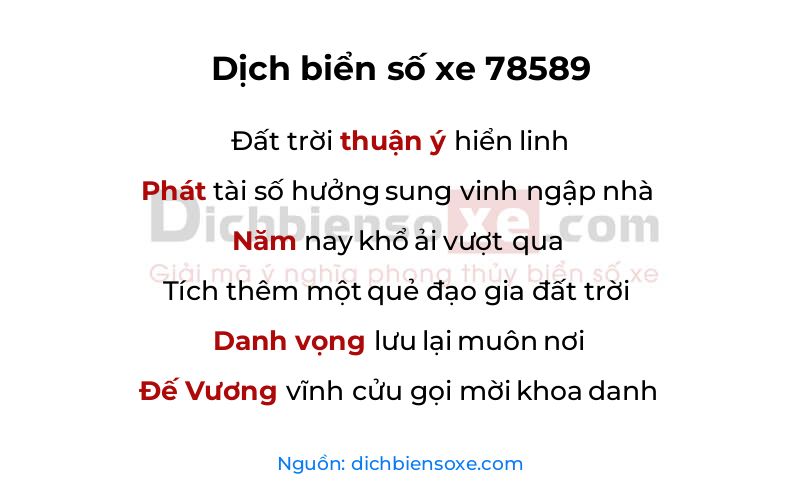 Dịch thơ biển số 78589