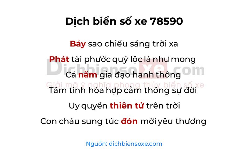Dịch thơ biển số 78590
