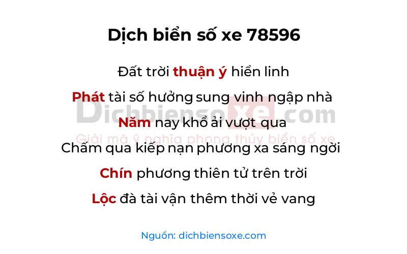 Dịch thơ biển số 78596
