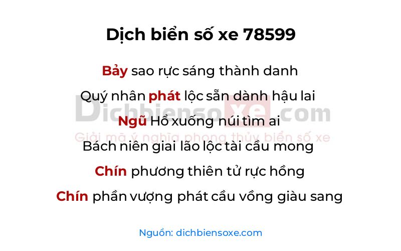 Dịch thơ biển số 78599