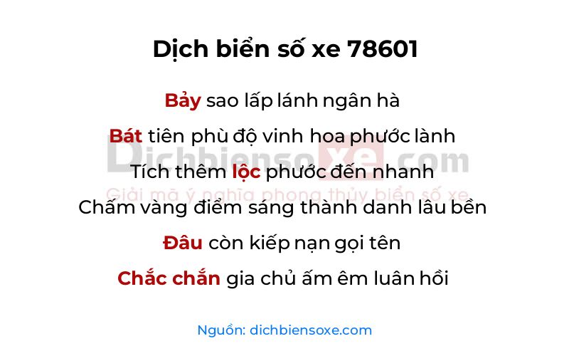 Dịch thơ biển số 78601