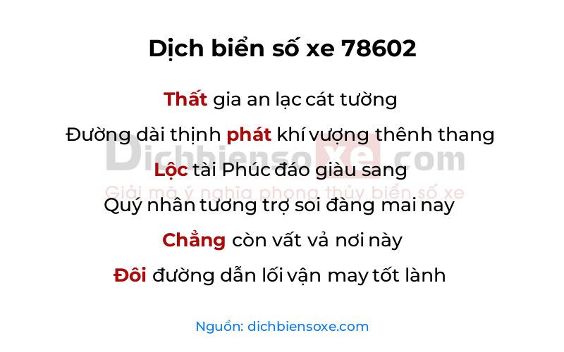 Dịch thơ biển số 78602
