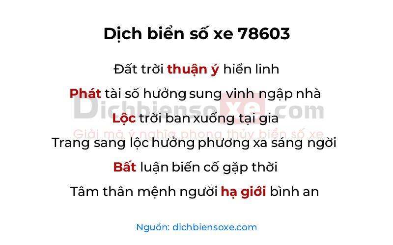 Dịch thơ biển số 78603