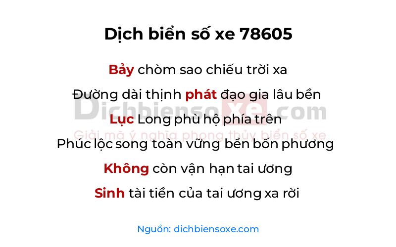 Dịch thơ biển số 78605