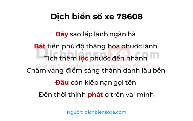 Dịch thơ biển số 78608