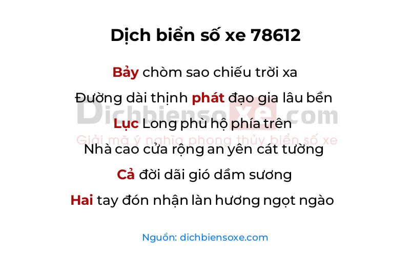 Dịch thơ biển số 78612