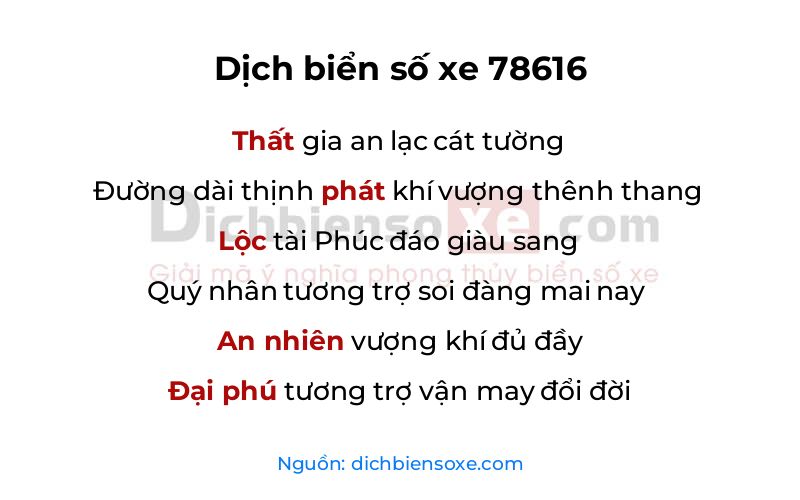 Dịch thơ biển số 78616