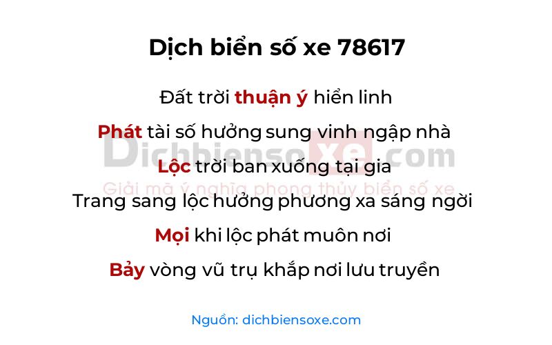 Dịch thơ biển số 78617