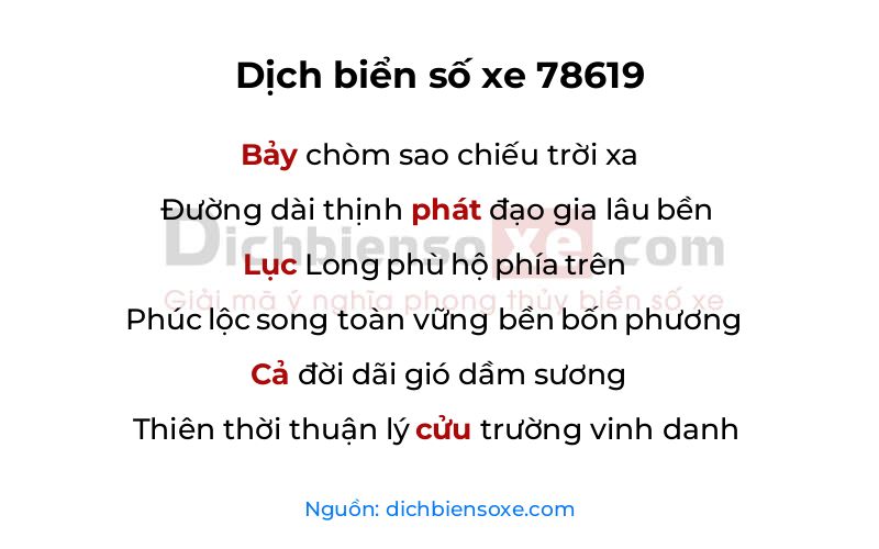 Dịch thơ biển số 78619
