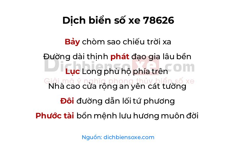 Dịch thơ biển số 78626