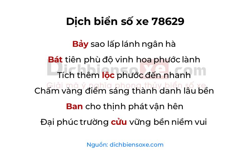 Dịch thơ biển số 78629