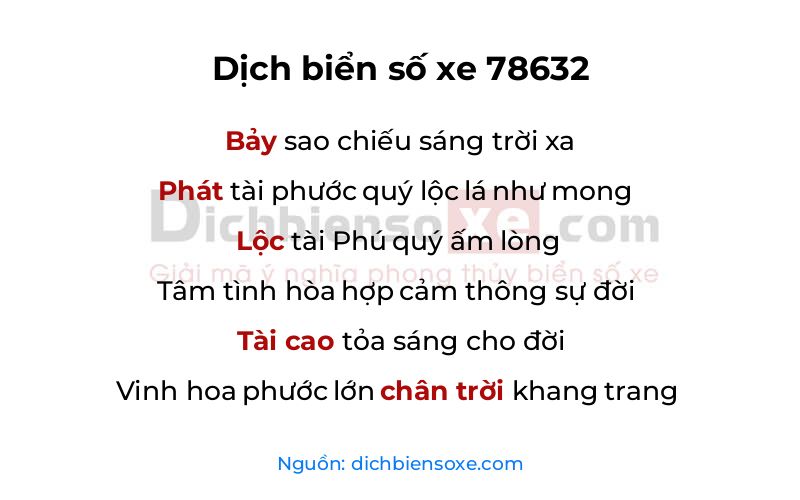 Dịch thơ biển số 78632