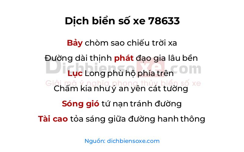 Dịch thơ biển số 78633