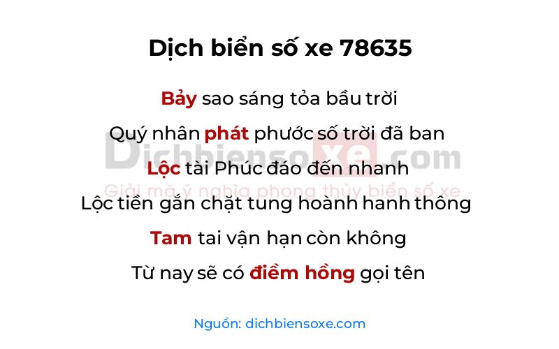 Dịch thơ biển số 78635