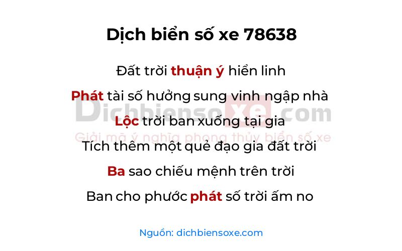 Dịch thơ biển số 78638