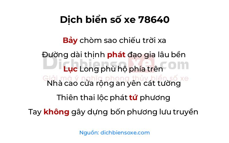 Dịch thơ biển số 78640