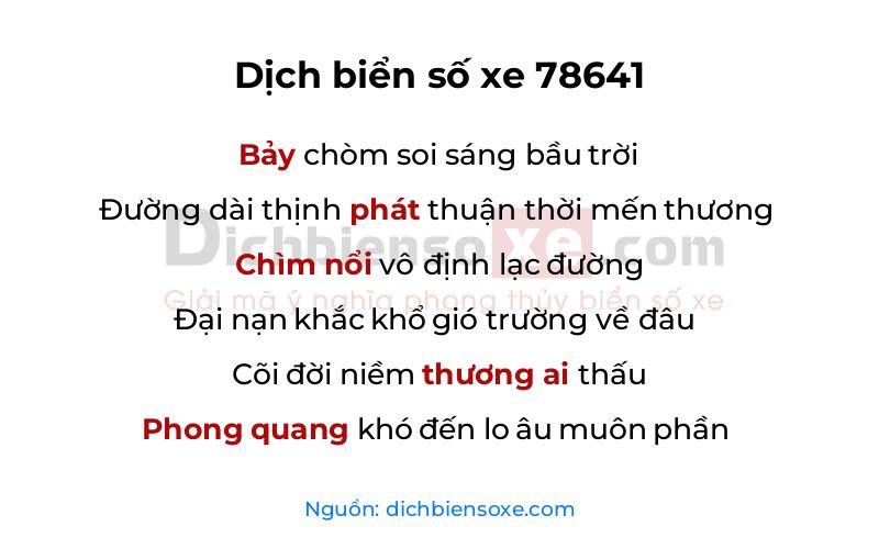 Dịch thơ biển số 78641
