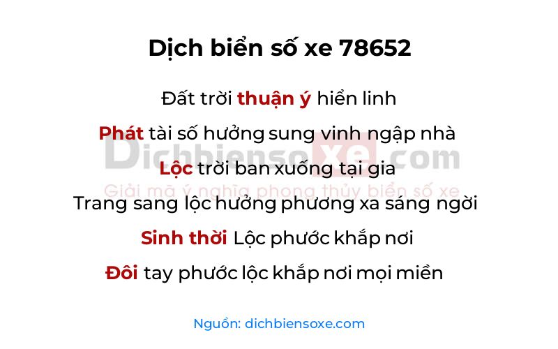 Dịch thơ biển số 78652
