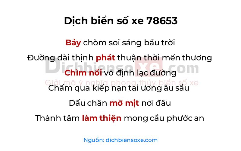 Dịch thơ biển số 78653