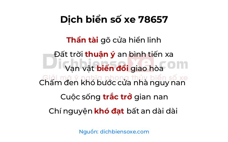 Dịch thơ biển số 78657