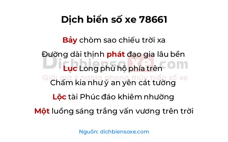 Dịch thơ biển số 78661
