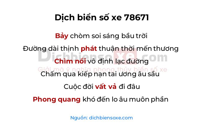 Dịch thơ biển số 78671
