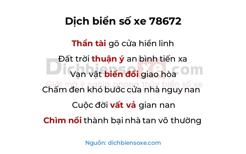 Dịch thơ biển số 78672