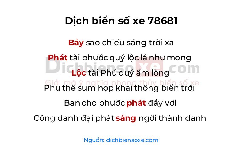 Dịch thơ biển số 78681