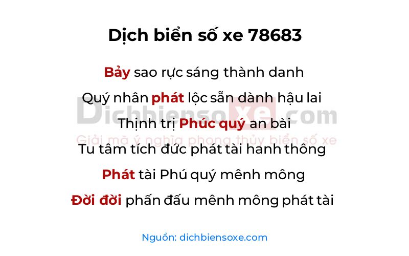 Dịch thơ biển số 78683