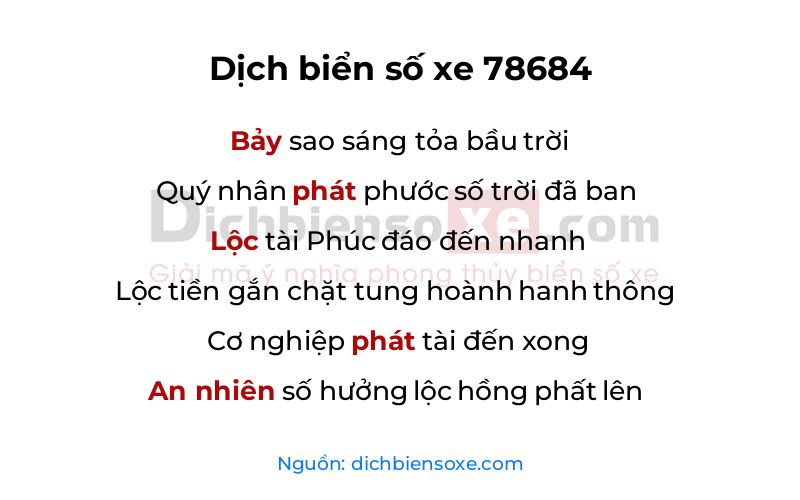 Dịch thơ biển số 78684