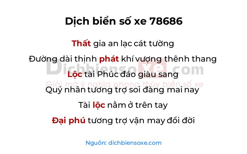Dịch thơ biển số 78686